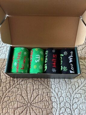 Grinch Christmas Socks Gift Box Set – 4 Pairs Novelty Holiday Crew Socks New
